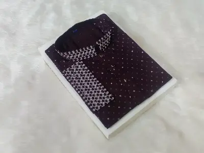 Picture of Glassy sunshine chinese printed high quality febric semi long fashionable semilong panjabi