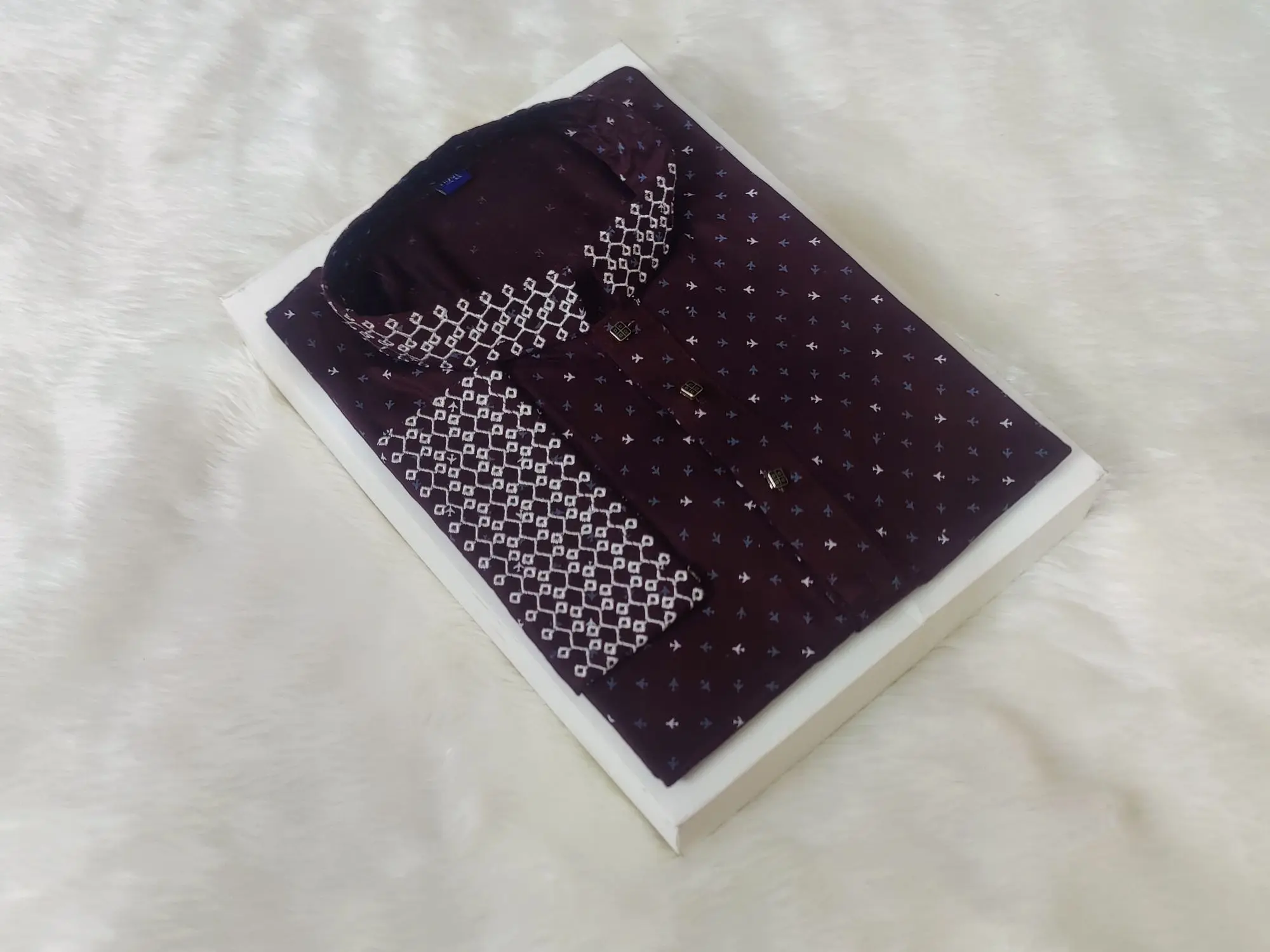 Picture of Glassy sunshine chinese printed high quality febric semi long fashionable semilong panjabi