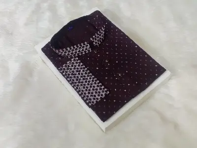 Picture of Glassy sunshine chinese printed high quality febric semi long fashionable semilong panjabi