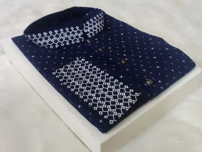 Picture of Glassy sunshine chinese printed high quality febric semi long fashionable semilong panjabi