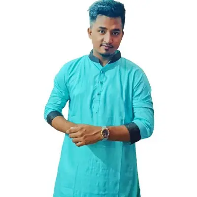 Picture of Superlative Indispensable -Quality And Durablity -Skyblue mens cotton premium panjabi semilong fashionable panjabi- Innovative