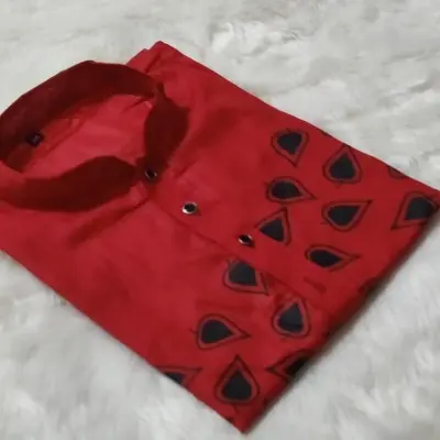 Picture of Red and khaki colours  special panjabi for mens