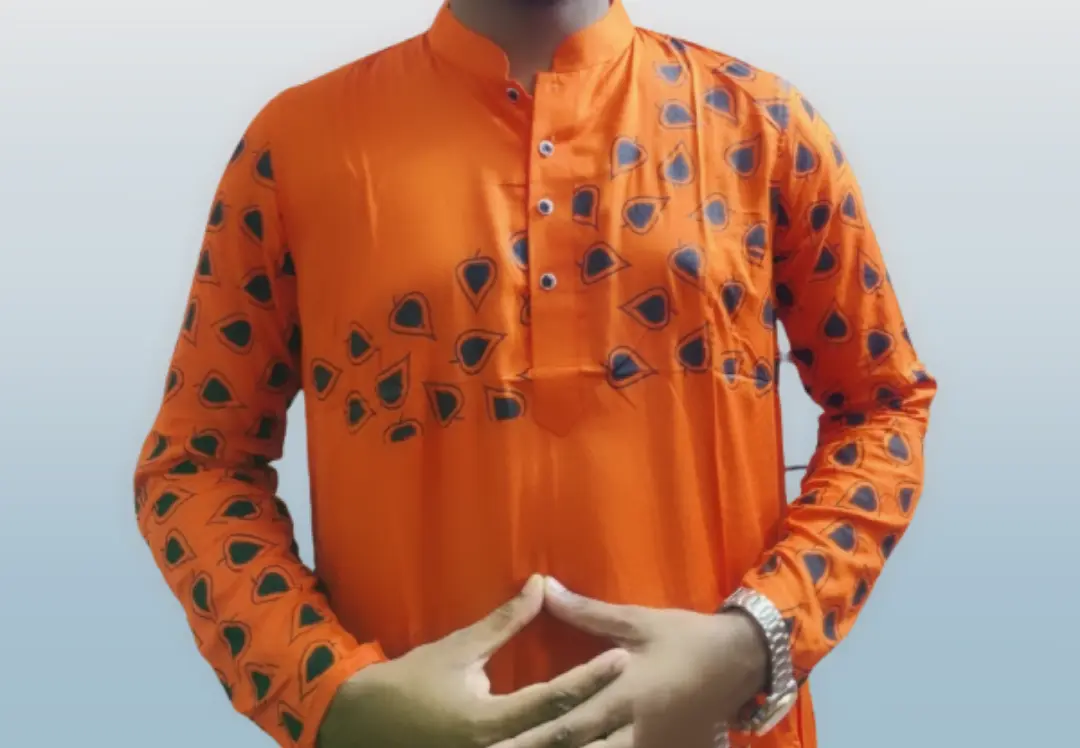 Picture of Red and khaki colours  special panjabi for mens