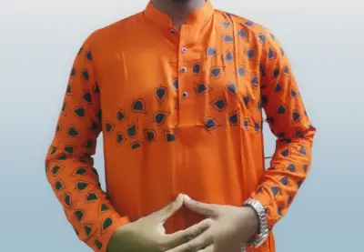 Picture of Red and khaki colours  special panjabi for mens