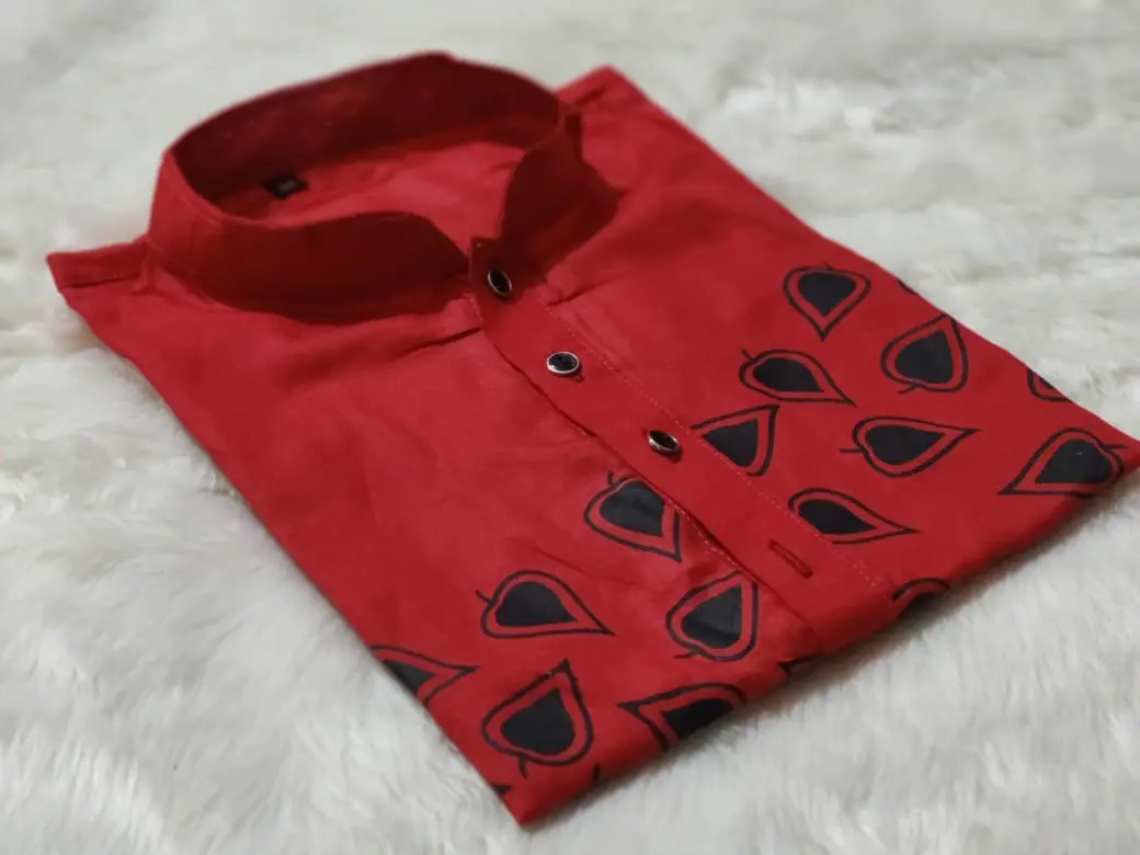 Picture of Red and khaki colours  special panjabi for mens