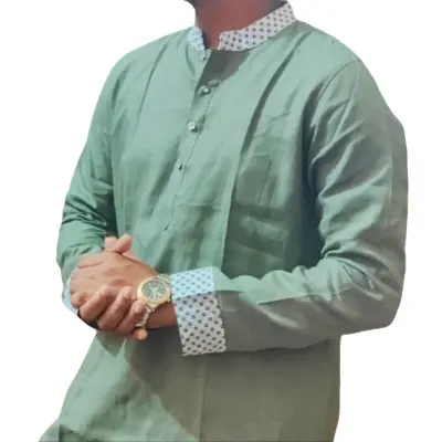 Picture of Cotton Fashion semilong panjabi for men solid colour panjabi for mens