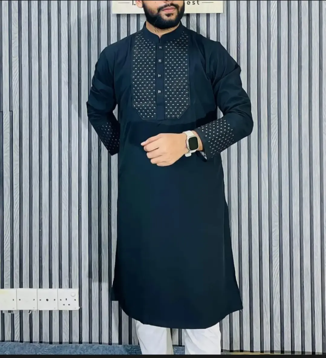 Picture of Super duper viral semilong eid spcial solid colour mens premium panjabi (stich febric)