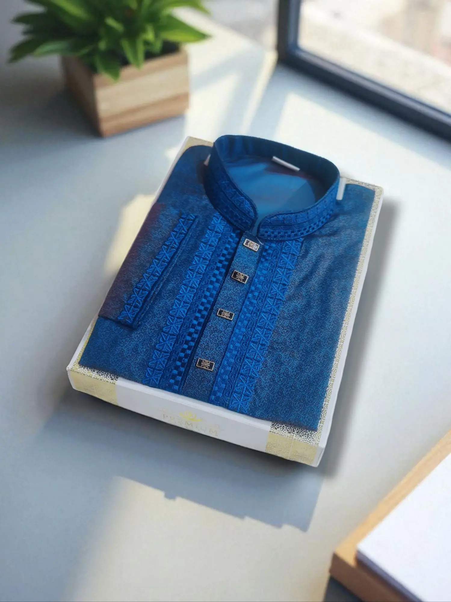 Picture of Baby pink colour semilong panjabi for mens baby pink lover for mens super cotton