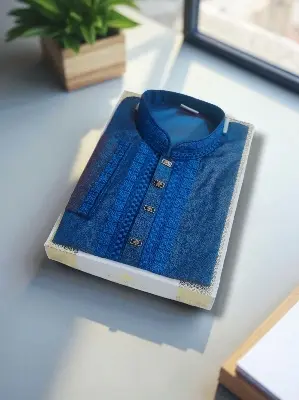 Picture of Baby pink colour semilong panjabi for mens baby pink lover for mens super cotton