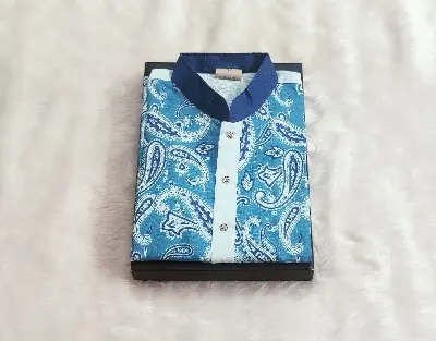 Picture of cotton exclusive print panjabi for mens white colour