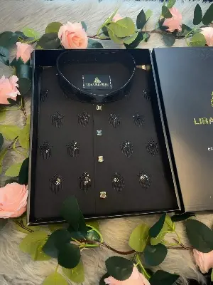 Picture of Mens half body secuance semilong micro stich  panjabi 2024 (snap button with box)