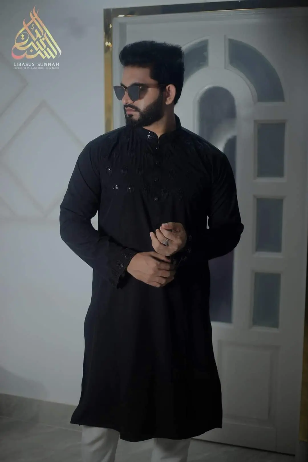 Picture of Mens half body secuance semilong micro stich  panjabi 2024 (snap button with box)