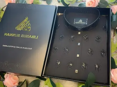 Picture of Mens half body secuance semilong micro stich  panjabi 2024 (snap button with box)