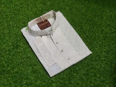 Picture of fat Mens high quality premium white colour panjabi