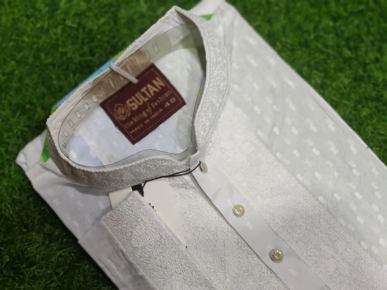 Picture of fat Mens high quality premium white colour panjabi