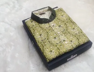 Picture of Micro stich febric mens viral panjabi exclusive ambrodary work panjabi