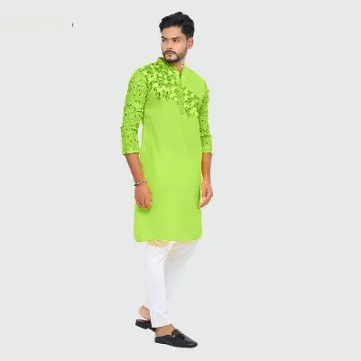 Picture of Mens Yellow wedding Special panjabi/Gaye holuder panjabi