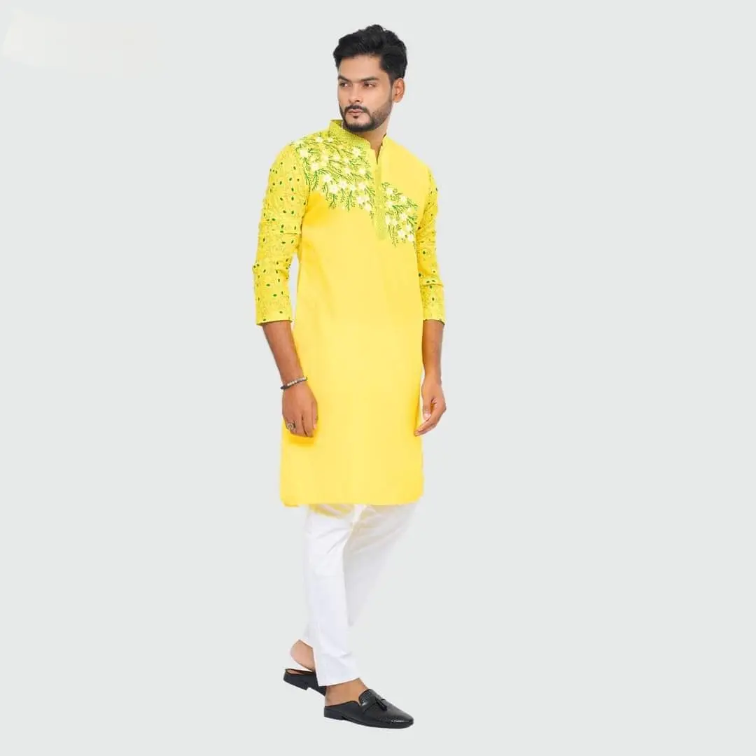 Picture of Mens Yellow wedding Special panjabi/Gaye holuder panjabi