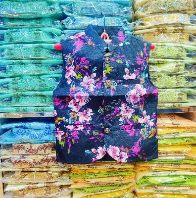 Picture of Indian print panjabi coat for boys, Fasionable coat for boys