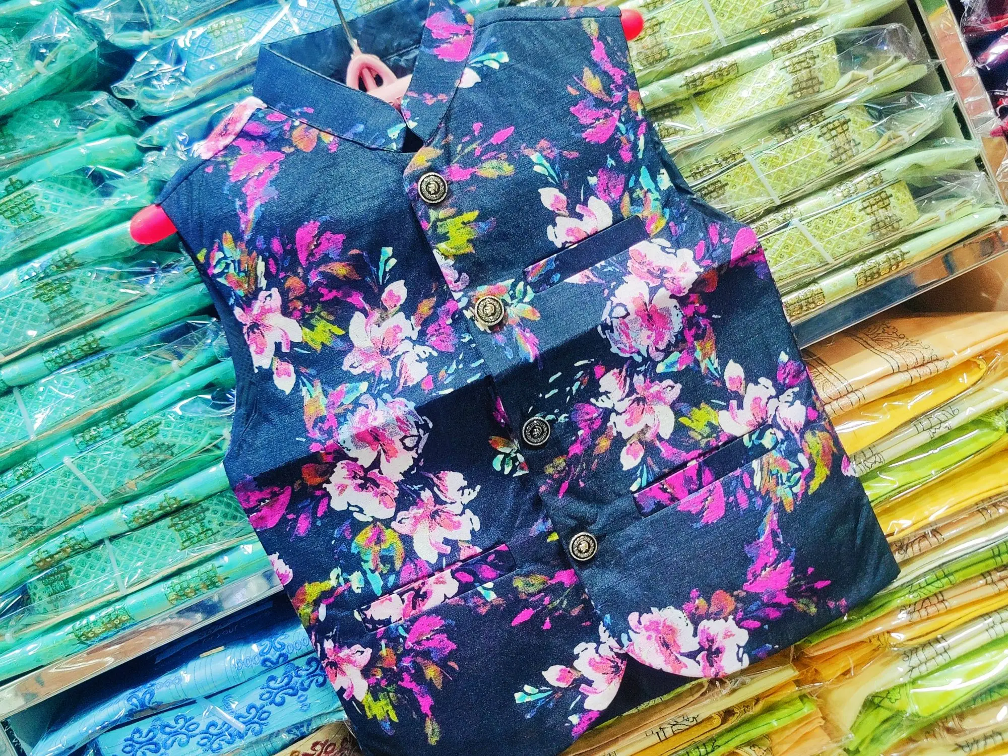 Picture of Indian print panjabi coat for boys, Fasionable coat for boys