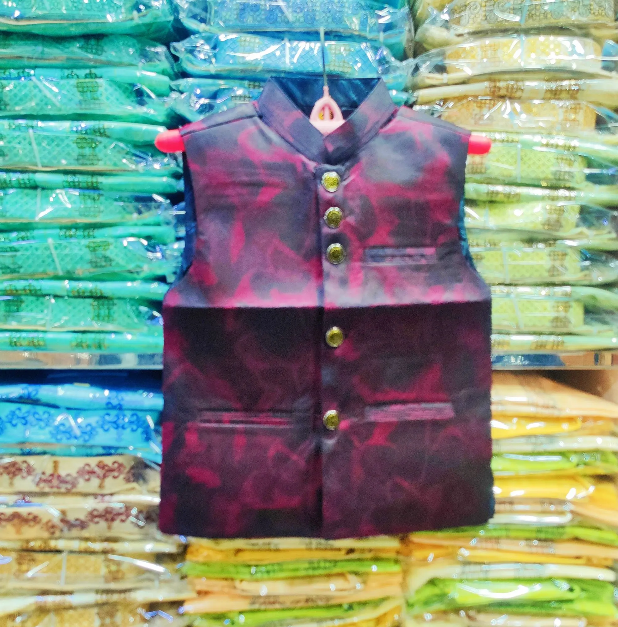 Picture of Indian printed kuti for boys print waist coat for men