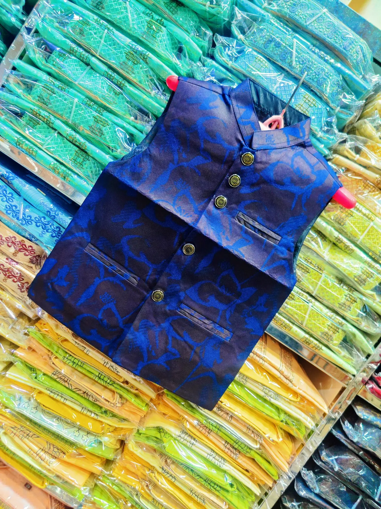 Picture of Indian printed kuti for boys print waist coat for men