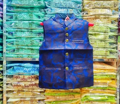 Picture of Indian printed kuti for boys print waist coat for men