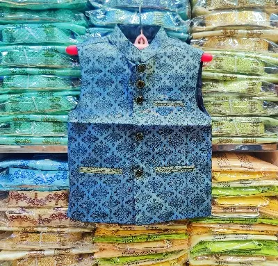 Picture of Boys print waist panjabi coat, indian panjabi coat for boys