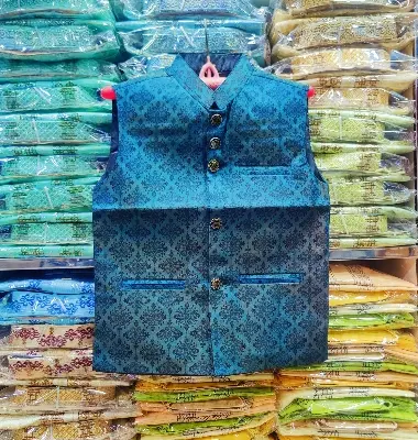 Picture of Boys print waist panjabi coat, indian panjabi coat for boys