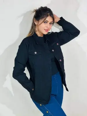 Picture of Ladies winter special black colour export quality  denim