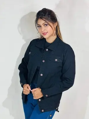Picture of Ladies winter special black colour export quality  denim