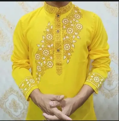 Picture of yellow occasionally semilong fasionable panjai for mens