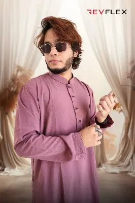 Picture of solid colour vangchur febric desing panjabi for men