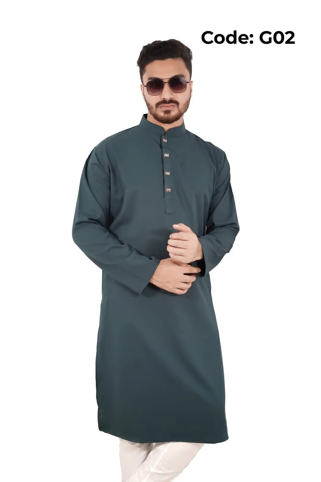 Picture of solid colour vangchur febric desing panjabi for men