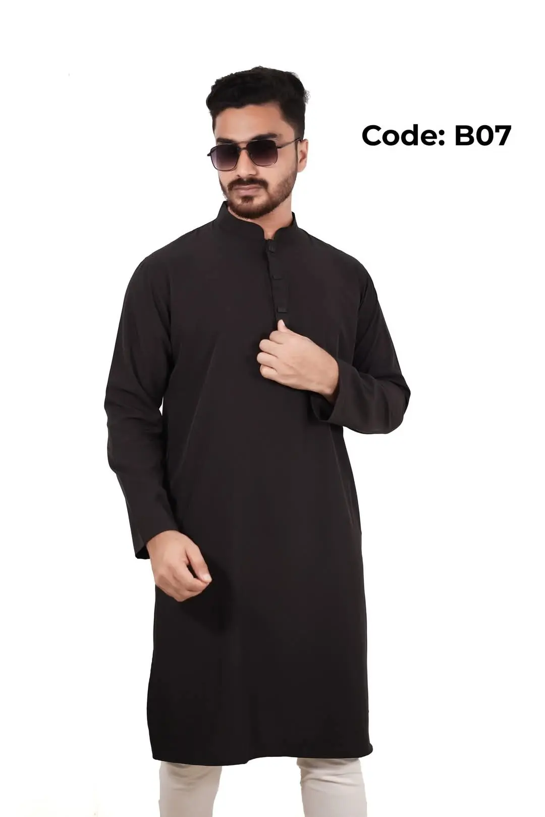 Picture of solid colour vangchur febric desing panjabi for men