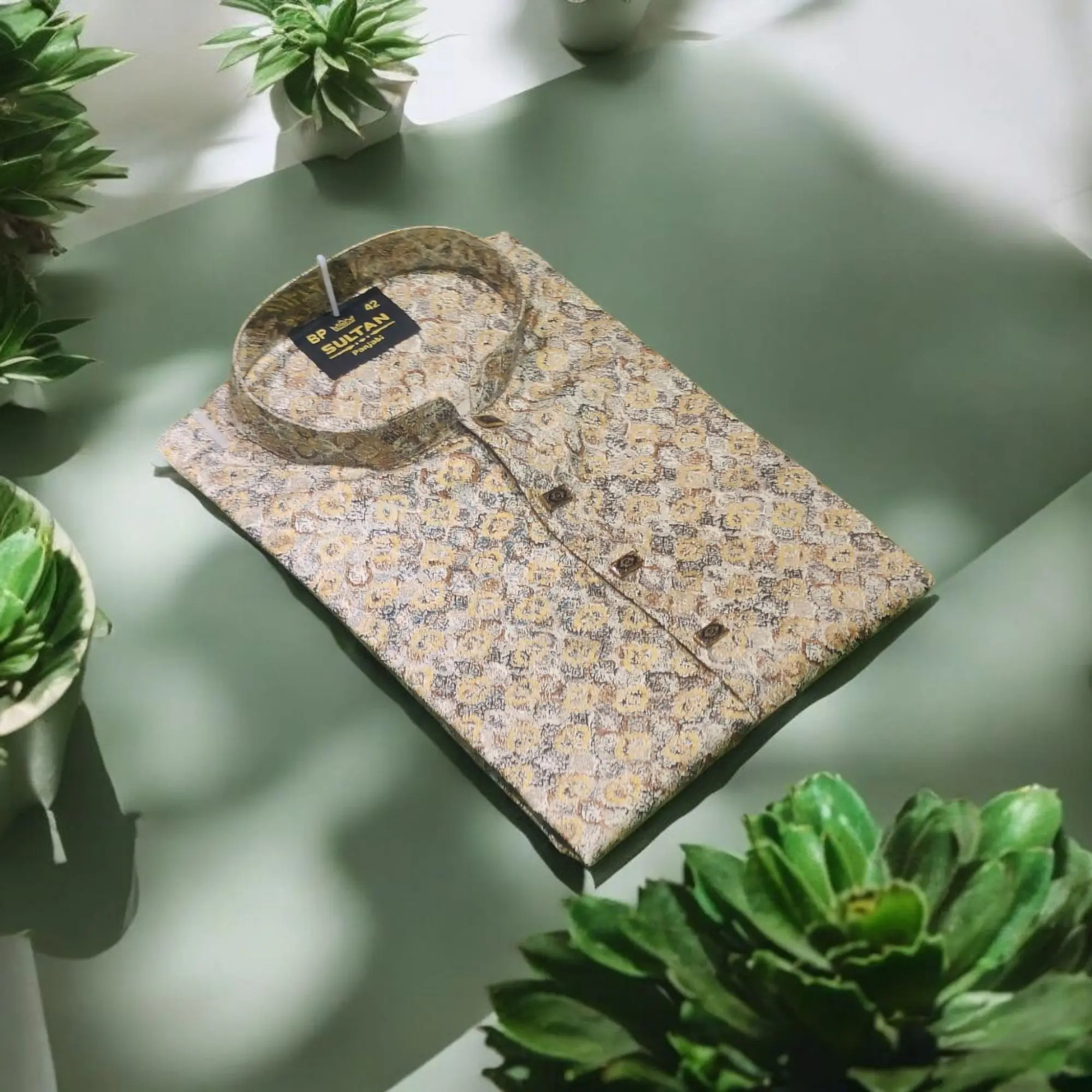 Picture of High quality premium snap button Kasmiri print luxury panjabi for men super hit premium panjabi