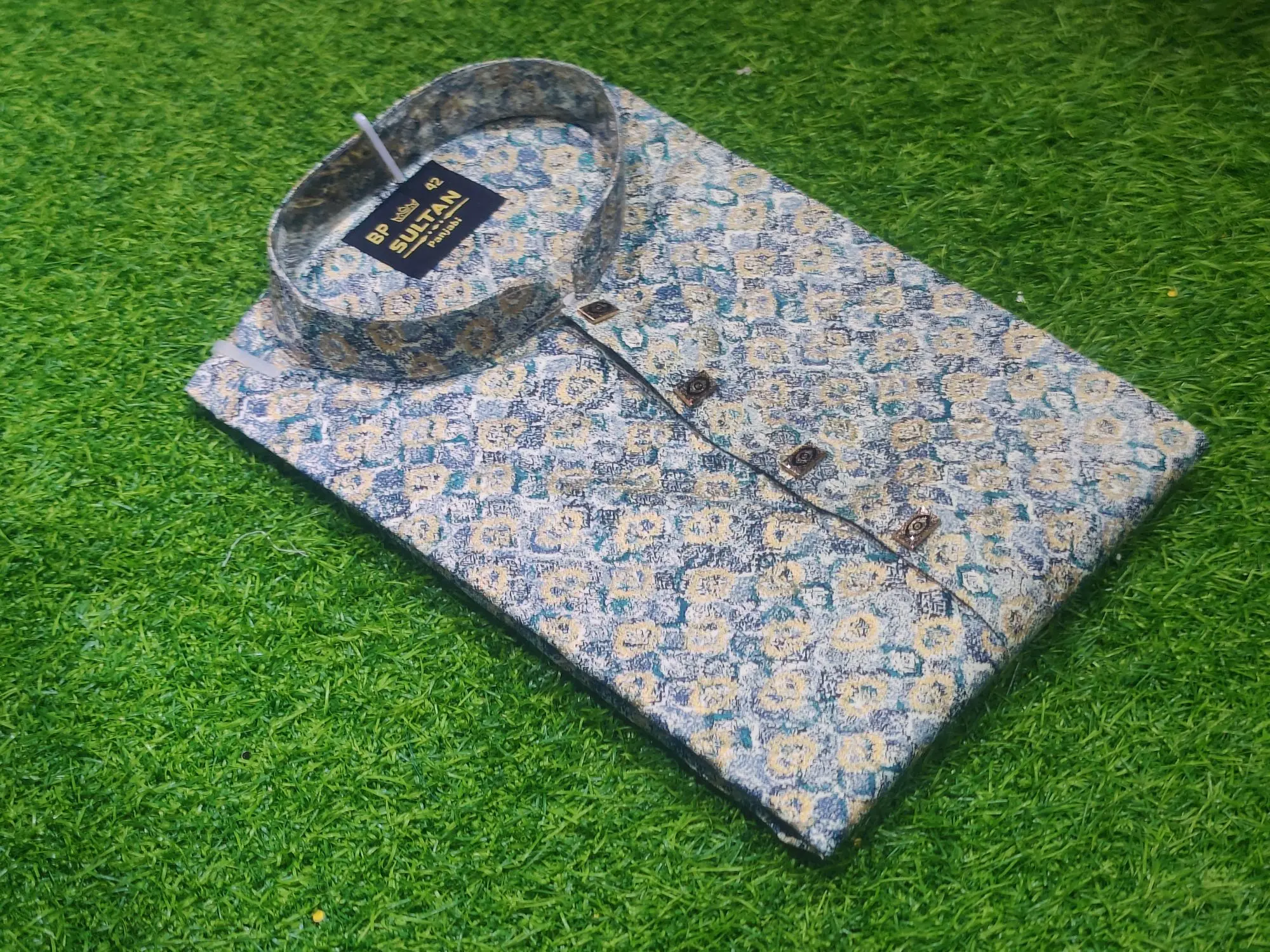 Picture of High quality premium snap button Kasmiri print luxury panjabi for men super hit premium panjabi