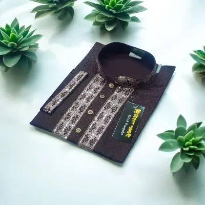 Picture of Black Unique Desing print panjabi for mens semilong fasionable panjabi for men