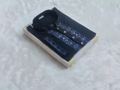 Picture of Black Unique Desing print panjabi for mens semilong fasionable panjabi for men