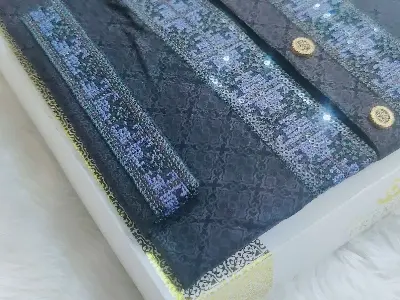 Picture of Black Unique Desing print panjabi for mens semilong fasionable panjabi for men