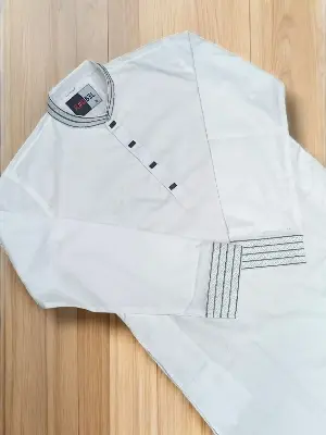 Picture of white colour embrodary panjabi semilong panjabi