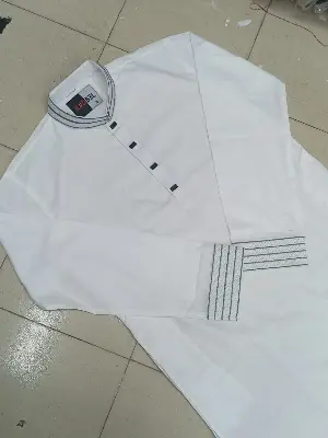 Picture of white colour embrodary panjabi semilong panjabi