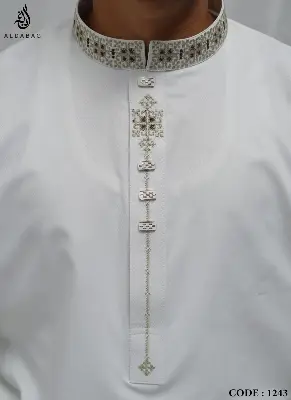 Picture of Mens pure suti premium ambrodary work panjabi semilong panjabi