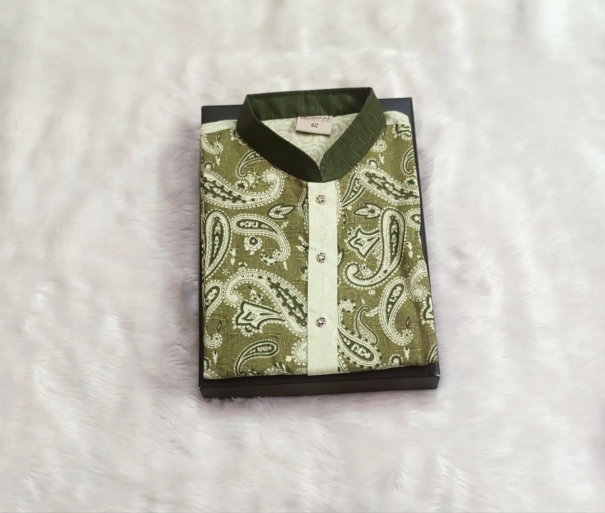 Picture of Mens black ambrodary white colour panjabi for mens