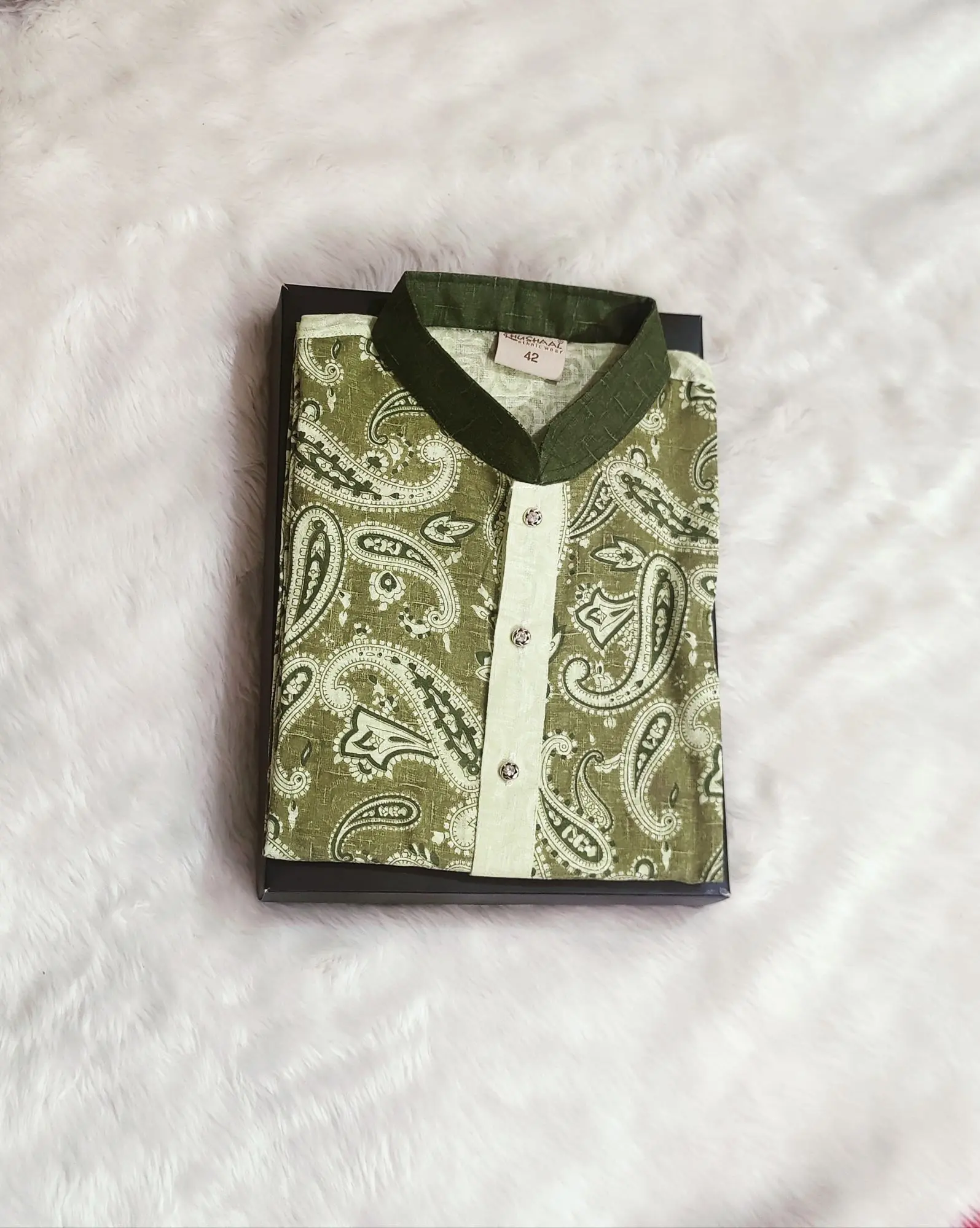 Picture of Mens black ambrodary white colour panjabi for mens