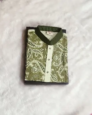 Picture of Mens black ambrodary white colour panjabi for mens