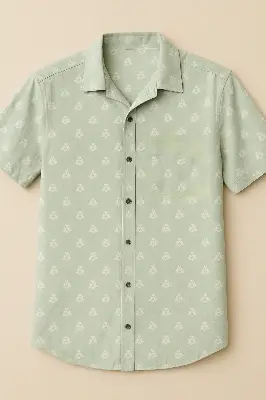 Picture of lilen print drop shoulder shirt for men