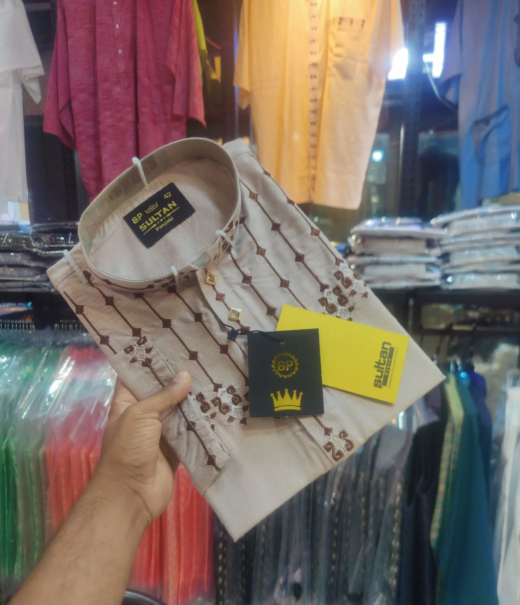 Picture of Mens Super Exclusive gorgeous Ambrodary work panjabi for mens