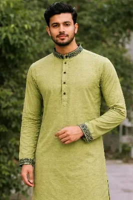 Picture of Mens Smart Fashion super premium quality snap button panjabi for mens