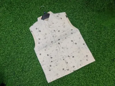 Picture of white ptinted waist coat for boys